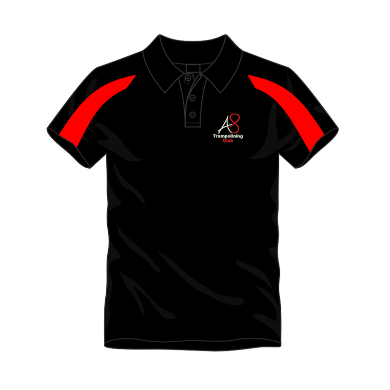 Activ8 Cool Polo in Black/Red, logo to the front and name to back