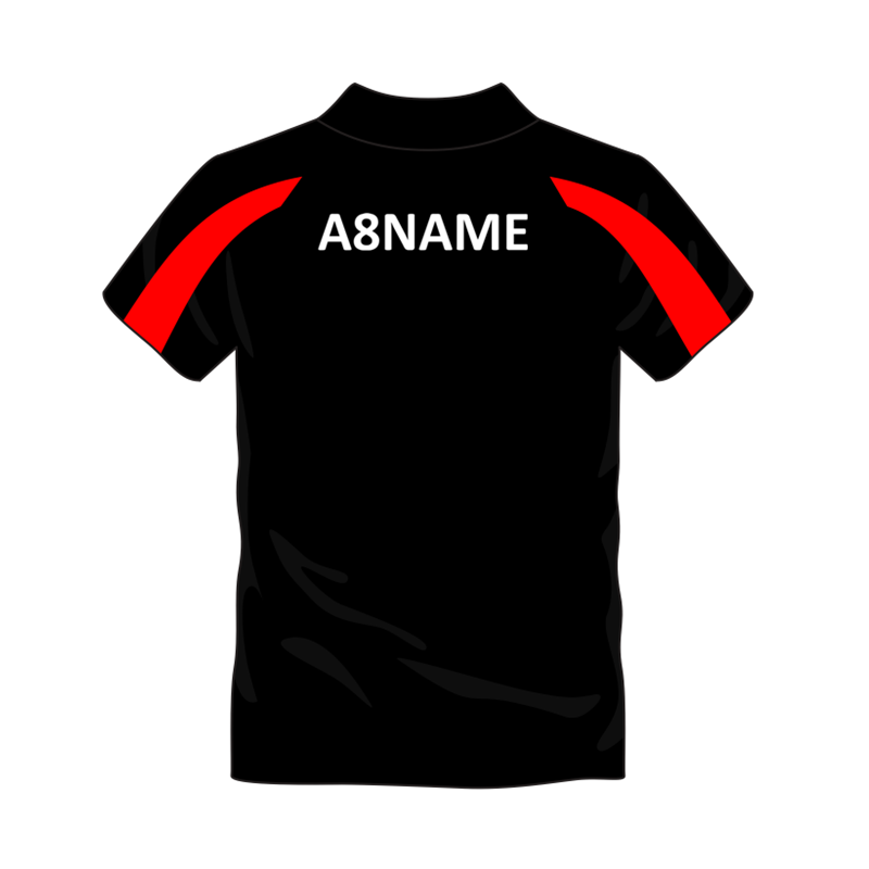 Activ8 Cool Polo in Black/Red, logo to the front and name to back