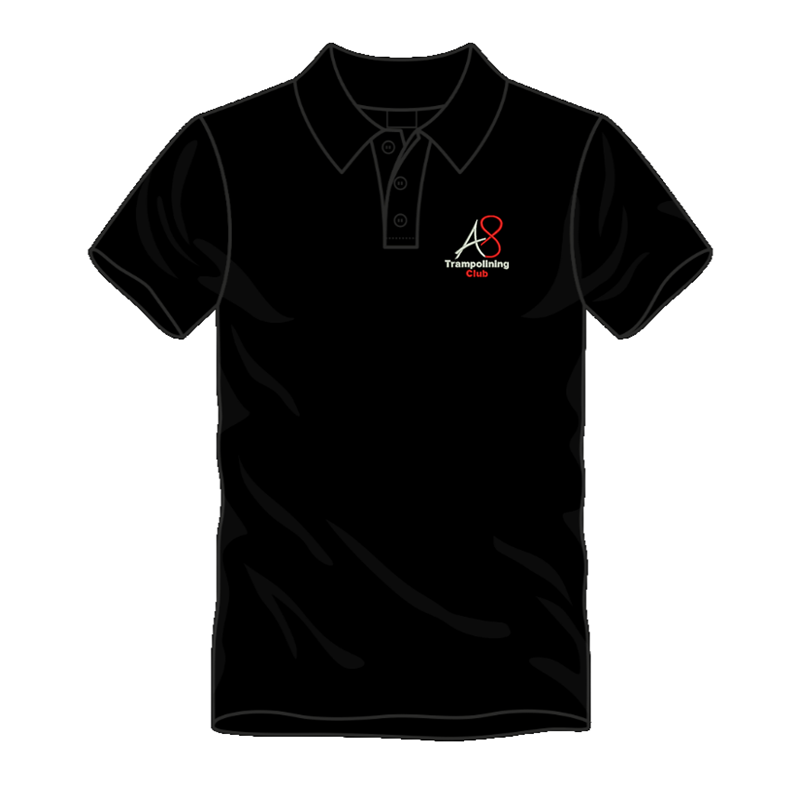 Activ8 Cool Polo in Black, logo to the front and name to back