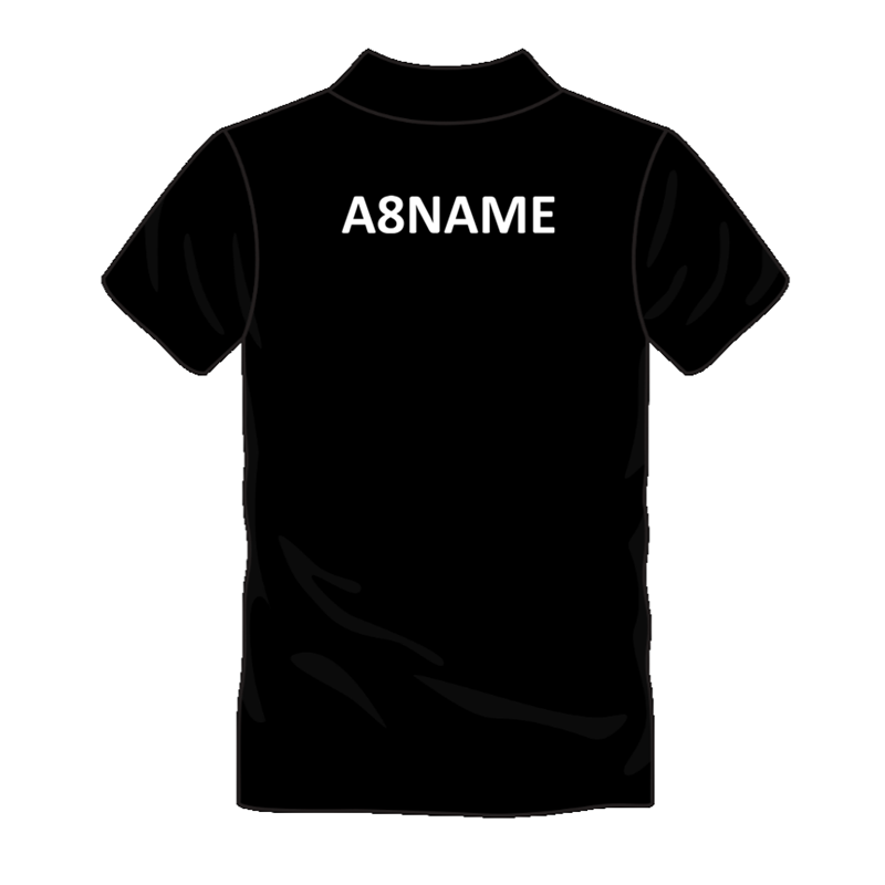 Activ8 Cool Polo in Black, logo to the front and name to back