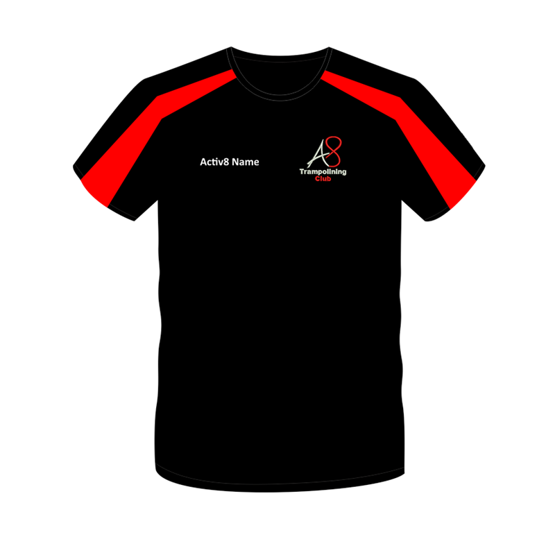 Activ8 Coach T in Black/Red, logo and name to front, printed COACH to back