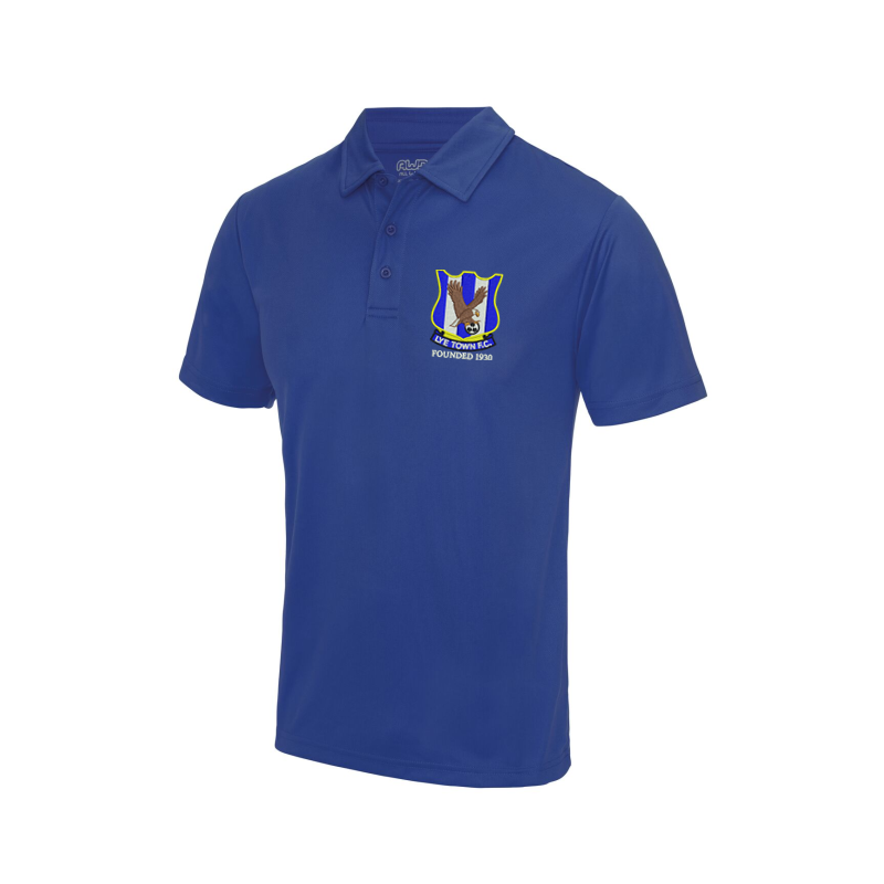 Polyester Poloshirt embroidered club logo.