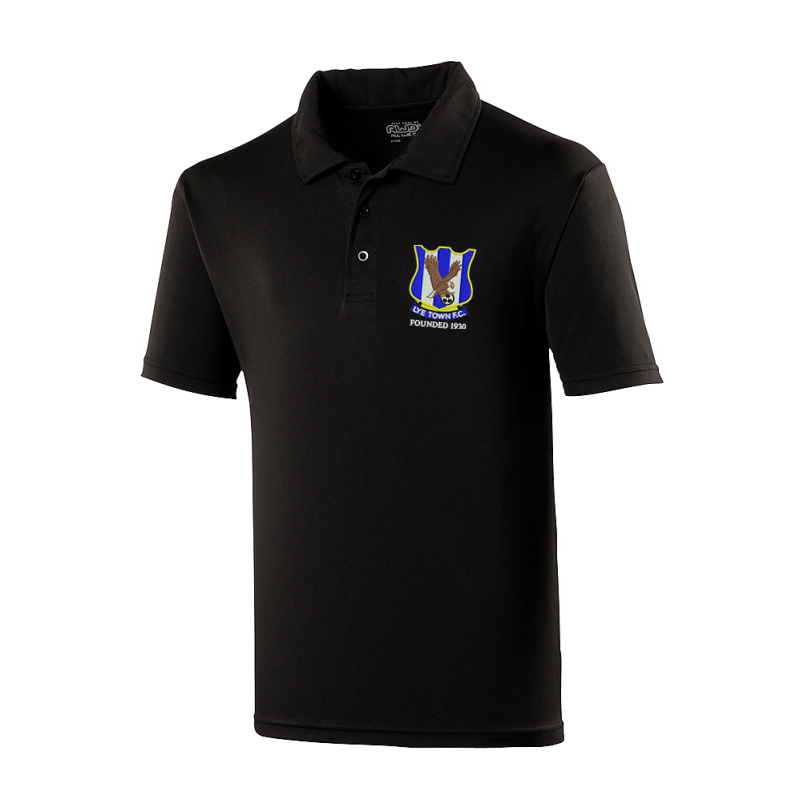 Polyester Poloshirt embroidered club logo.