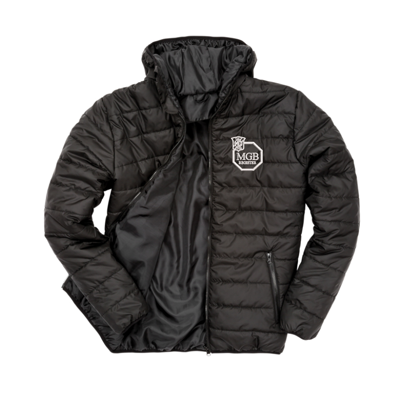 Padded Sports Jacket with club logo - Showerproof, windproof, super soft, lightweight and warm

Ready to brand with hinged locker patch in neck for self-branding