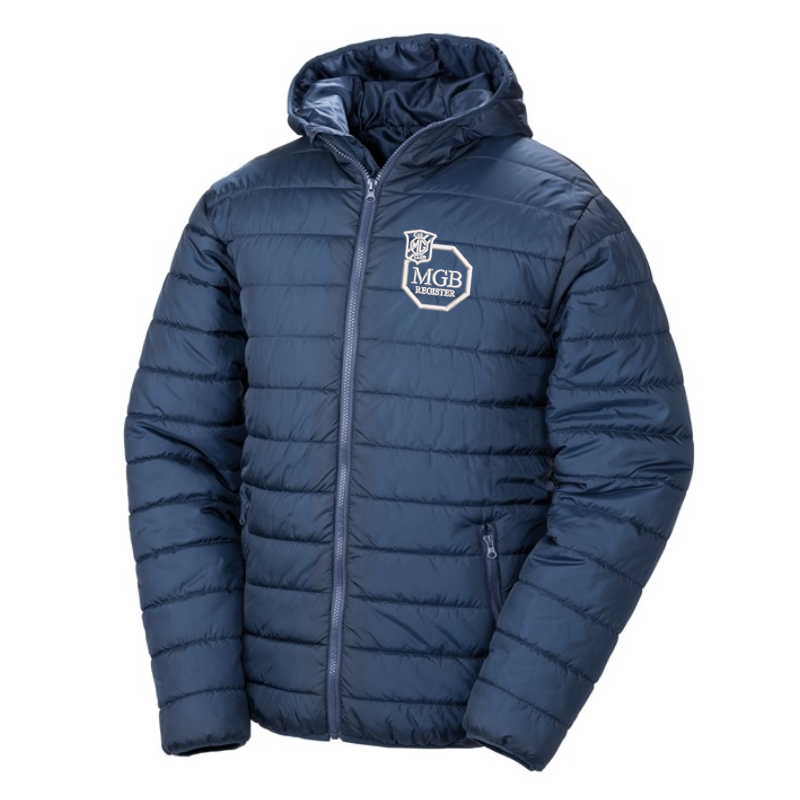 Padded Sports Jacket with club logo - Showerproof, windproof, super soft, lightweight and warm

Ready to brand with hinged locker patch in neck for self-branding