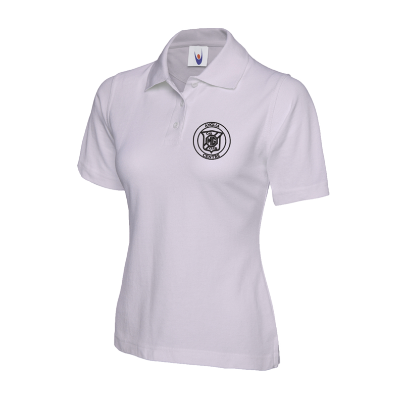 Polycotton Ladies Poloshirt embroidered logo left breast.
