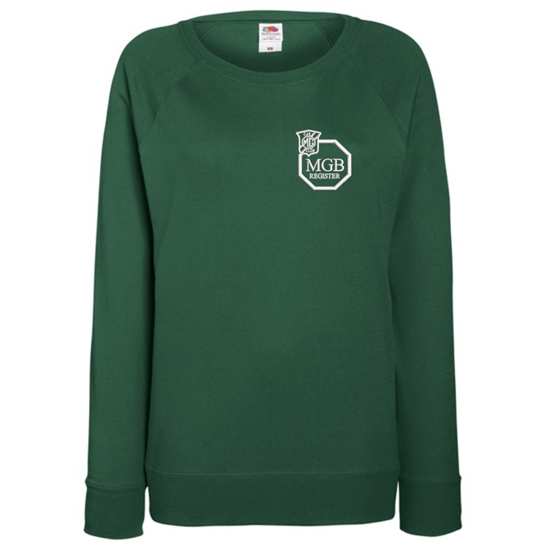 Ladies Lightweight unbrushed (French Terry) Sweatshirt with raglan sleeves, embroideBottle Green logo left breast.