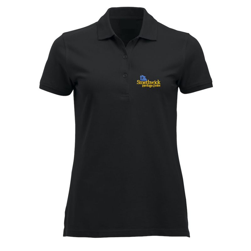 Polycotton Ladies Poloshirt embroidered logo left breast.