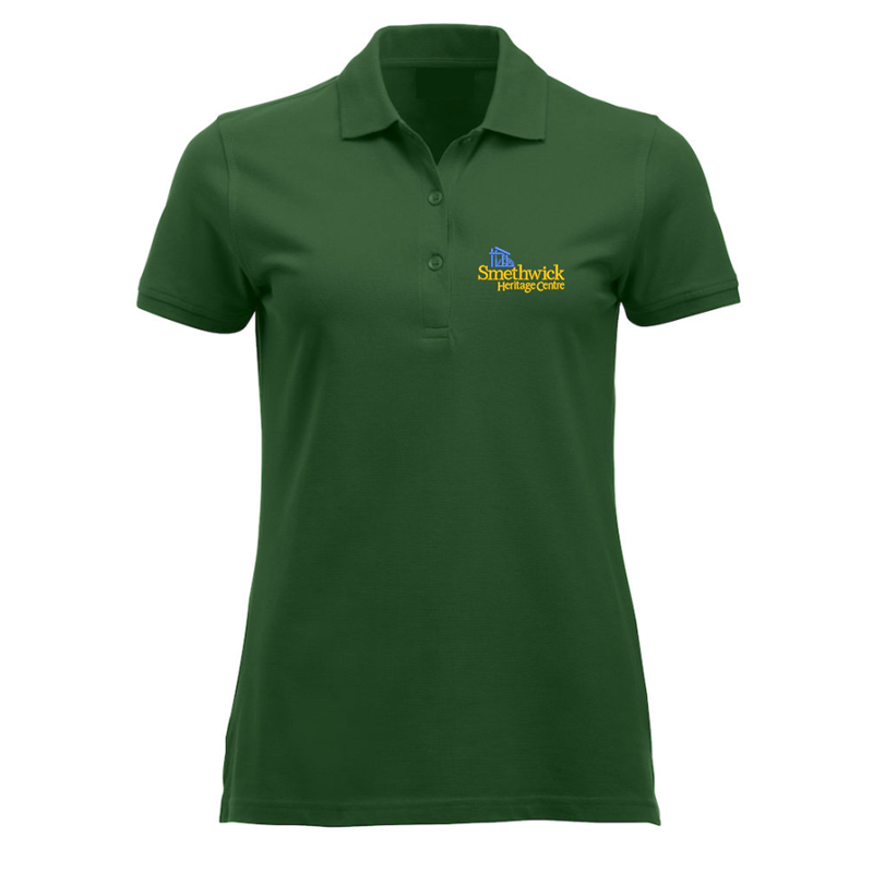 Polycotton Ladies Poloshirt embroidered logo left breast.