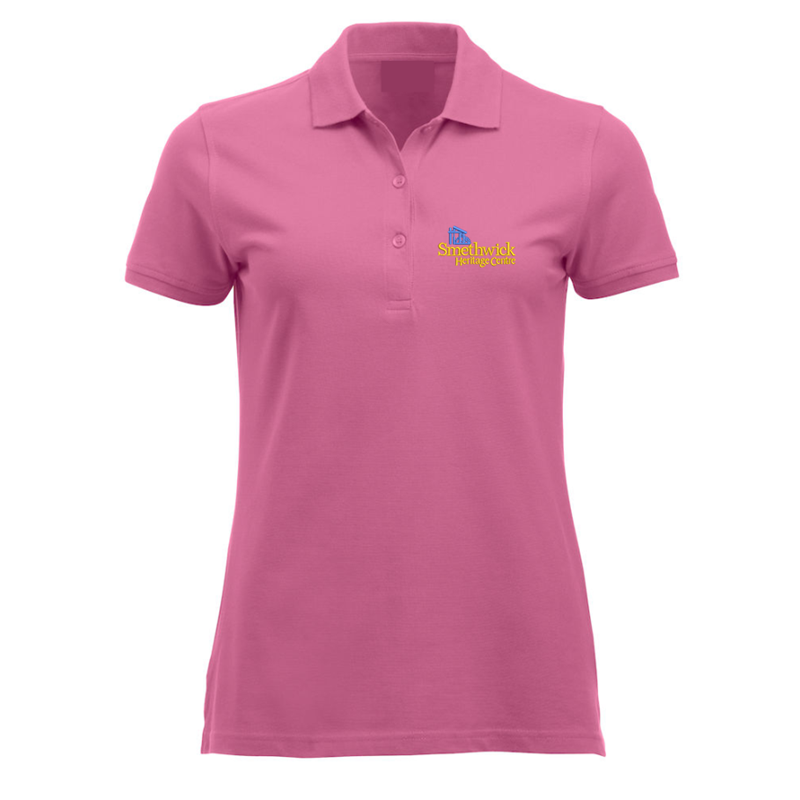 Polycotton Ladies Poloshirt embroidered logo left breast.