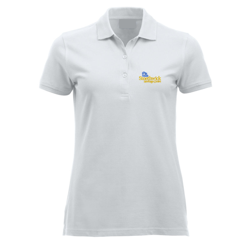 Polycotton Ladies Poloshirt embroidered logo left breast.