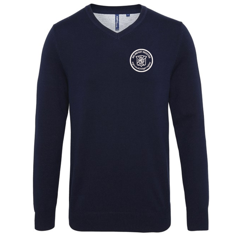 V-neck style jumper. Patch on the inside reverse neck for a contrast effect. Decorative tuck stitching. Ribbed knit on the neckline, cuffs and hem.Washing Instructions Domestic wash at 40c. With logo embroidered.