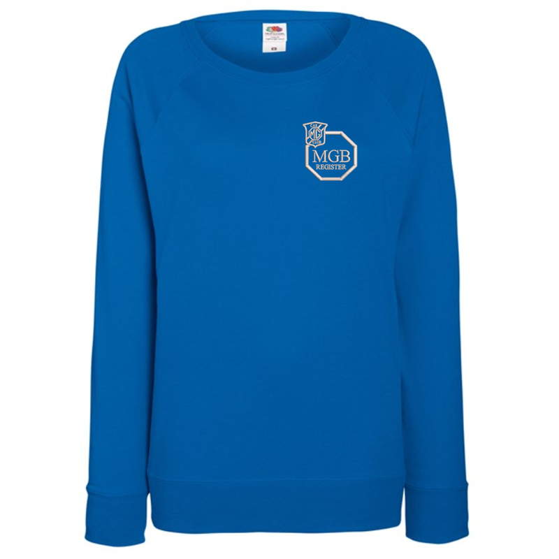 Ladies Lightweight unbrushed (French Terry) Sweatshirt with raglan sleeves, embroideRoyal logo left breast.