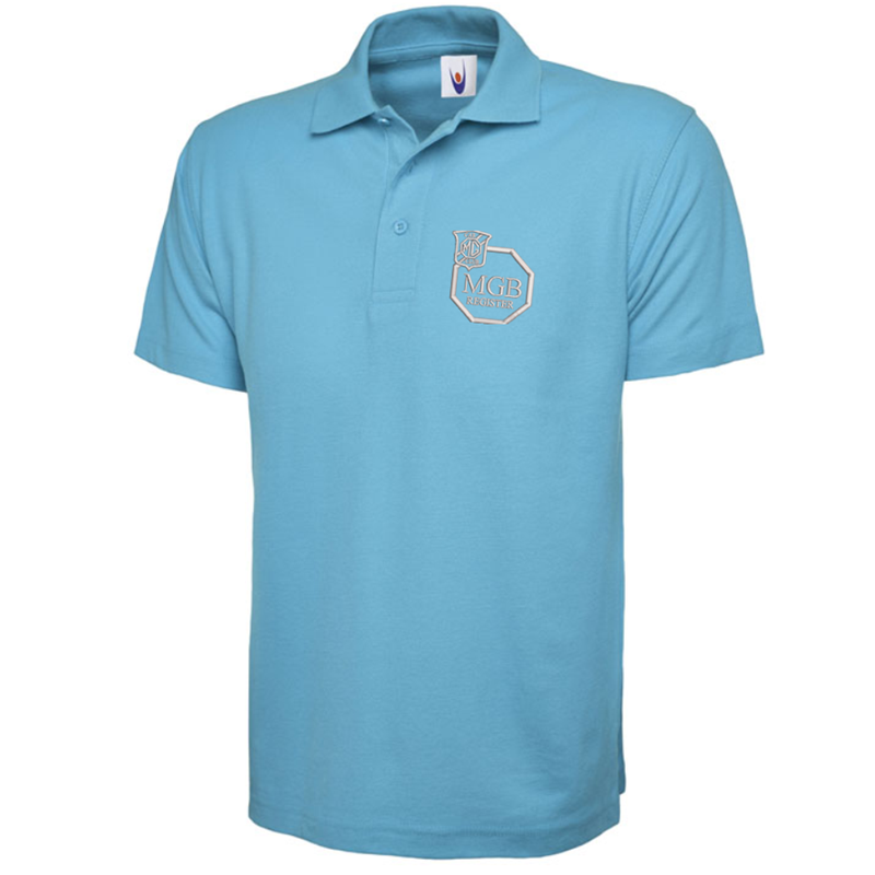 Polycotton Poloshirt embroidered logo left breast.