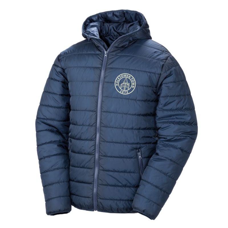 Padded Sports Jacket with club logo - Showerproof, windproof, super soft, lightweight and warm

Ready to brand with hinged locker patch in neck for self-branding