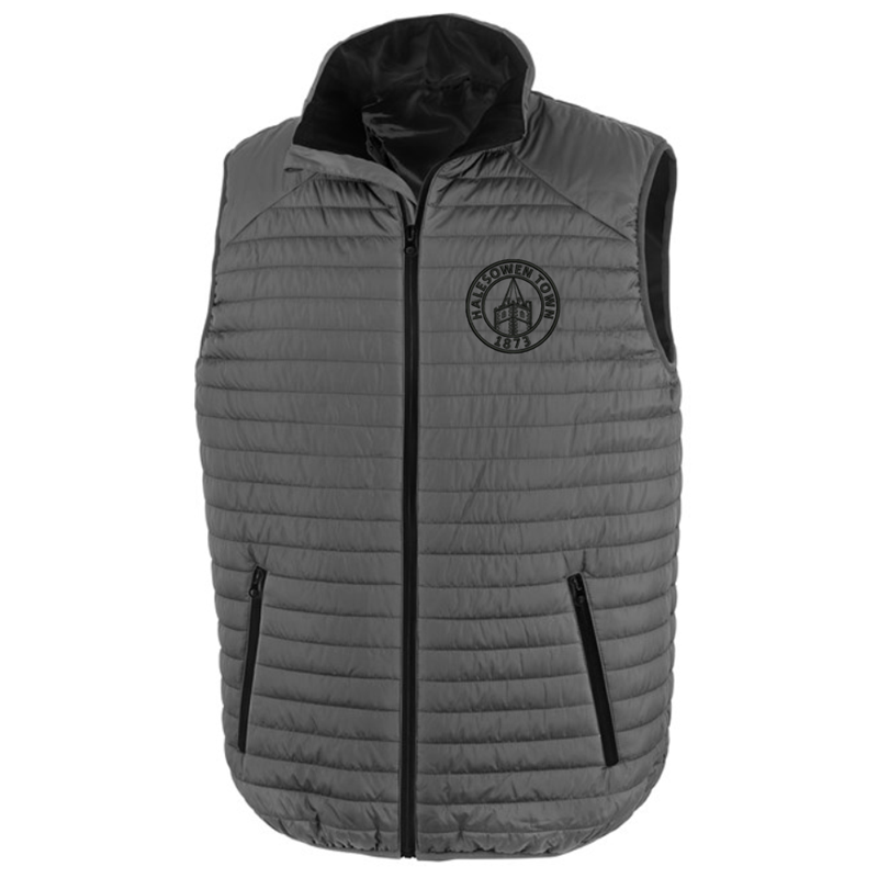 Quilted gilet  embroidred logo left breast.