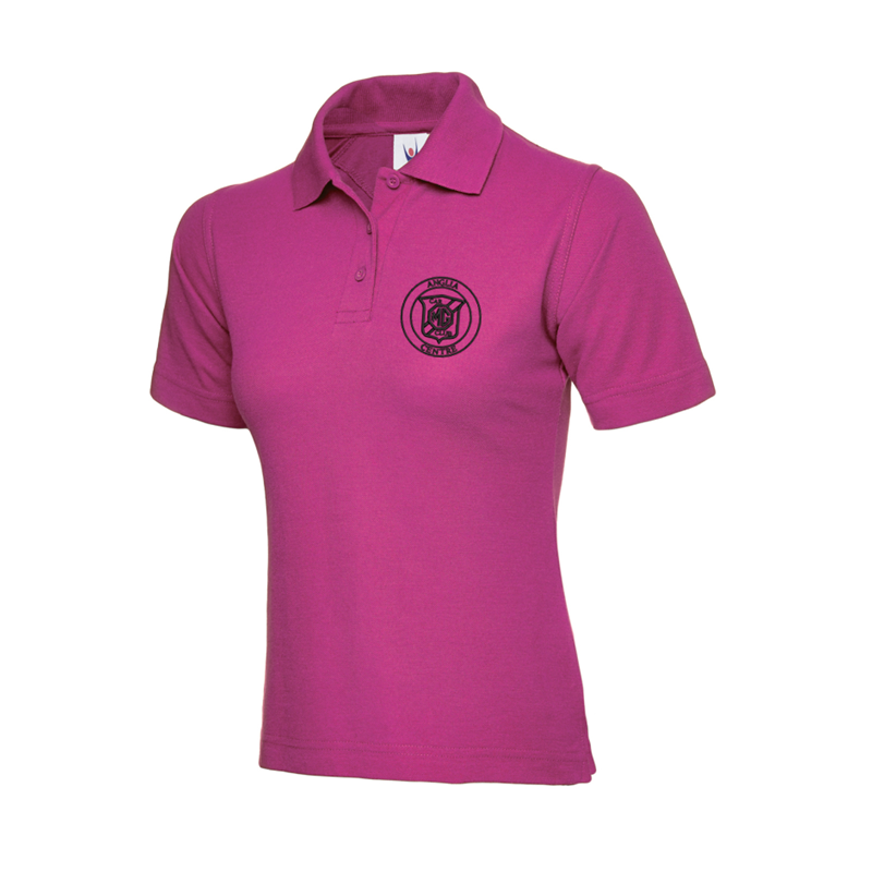 Polycotton Ladies Poloshirt embroidered logo left breast.