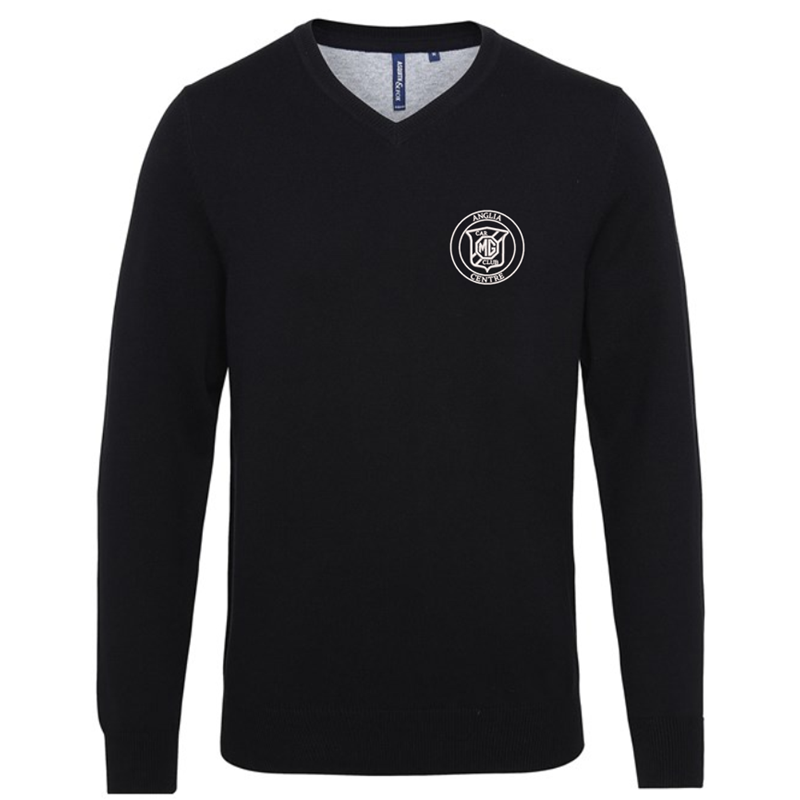 V-neck style jumper. Patch on the inside reverse neck for a contrast effect. Decorative tuck stitching. Ribbed knit on the neckline, cuffs and hem.Washing Instructions Domestic wash at 40c. With logo embroidered.