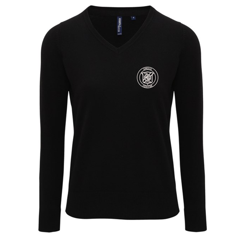 V-neck style jumper. Patch on the inside reverse neck for a contrast effect. Decorative tuck stitching. Ribbed knit on the neckline, cuffs and hem.Washing Instructions Domestic wash at 40c. With logo embroidered.