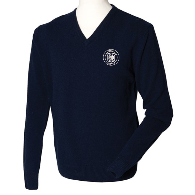 Woolmark® accredited. Semi fashioned neckline and armhole. 1x1 rib and cuffs. Machine washable with Woolmark approved detergents only. Jumper with embroidered logo left breast