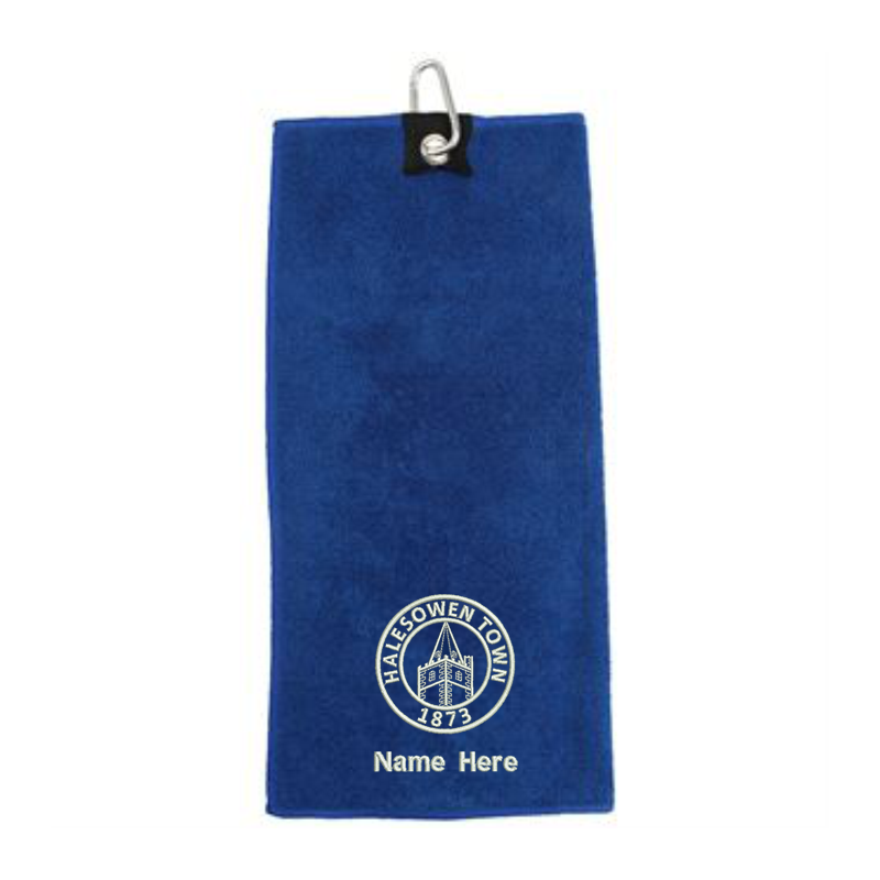 Personalised Sports/Golf Towel, club logo and your choice of name or text below!
