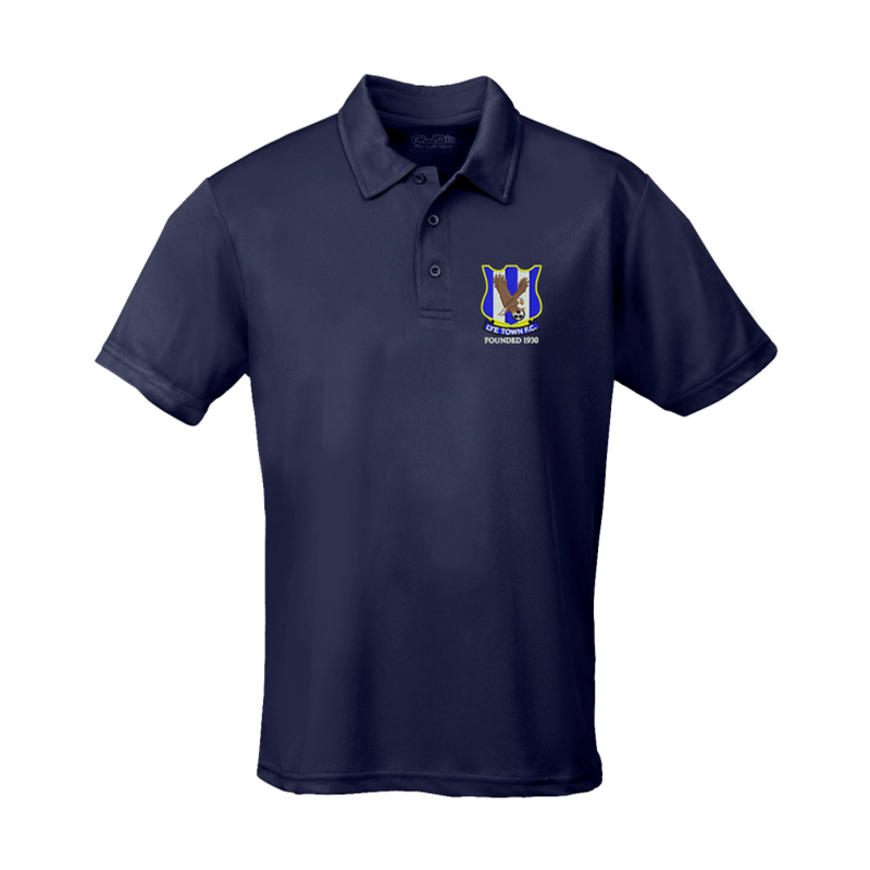 Polyester Poloshirt embroidered club logo.