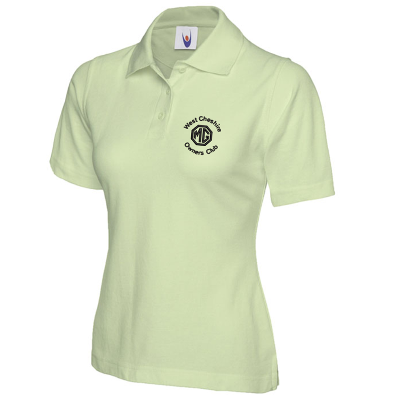 Polycotton Ladies Poloshirt embroidered logo left breast.