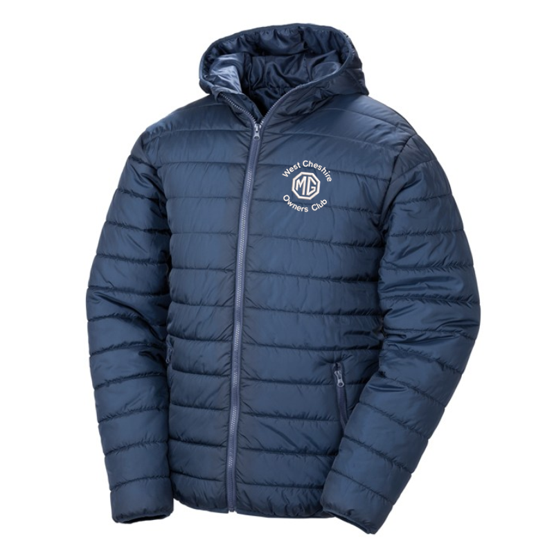 Padded Sports Jacket with club logo - Showerproof, windproof, super soft, lightweight and warm  Ready to brand with hinged locker patch in neck for self-branding