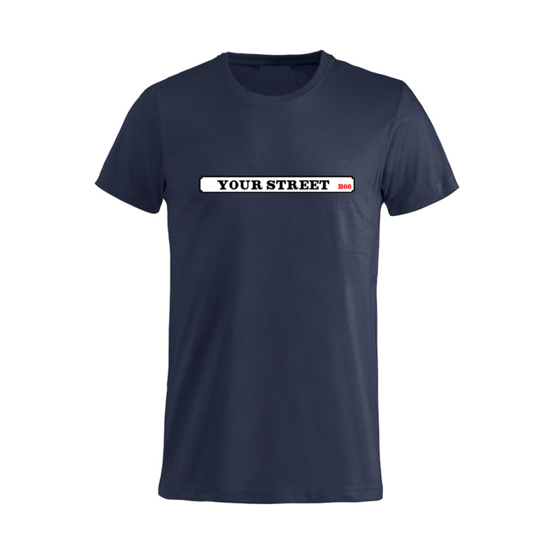 Cotton Unisex T Shirt,customised with your choice of street name (enter at checkout)