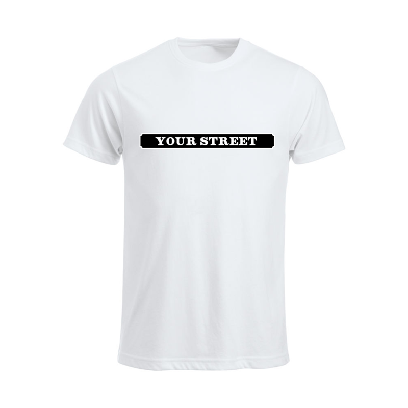 Cotton Unisex T Shirt,customised with your choice of street name (enter at checkout)