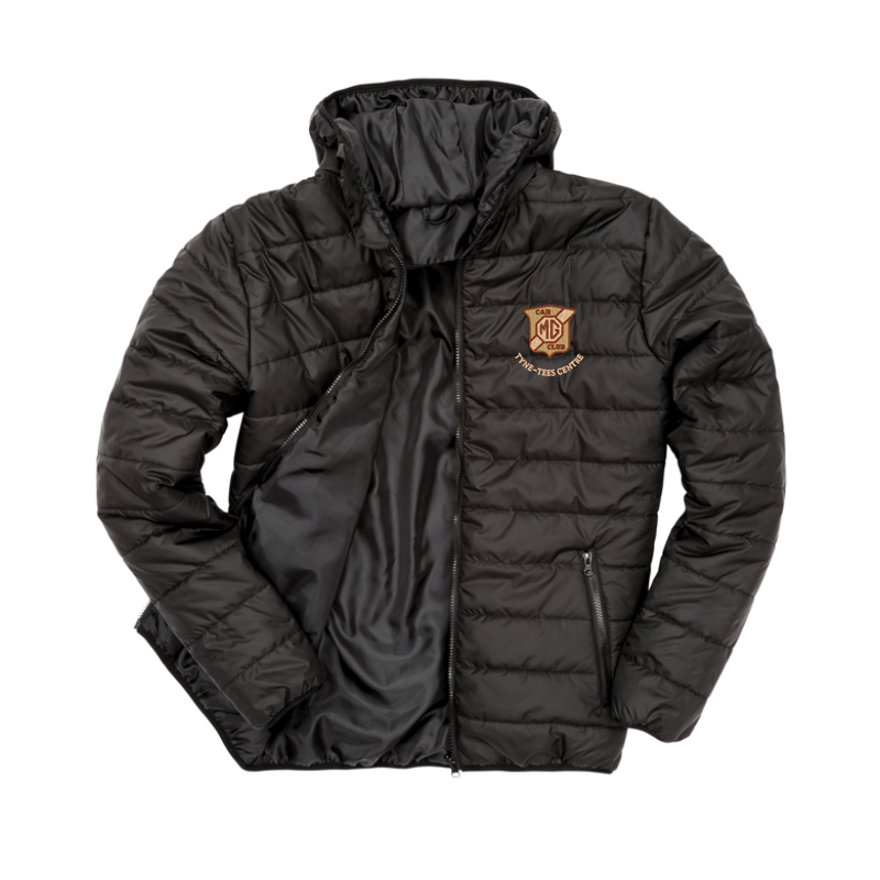 Padded Sports Jacket with club logo - Showerproof, windproof, super soft, lightweight and warm Ready to brand with hinged locker patch in neck for self-branding