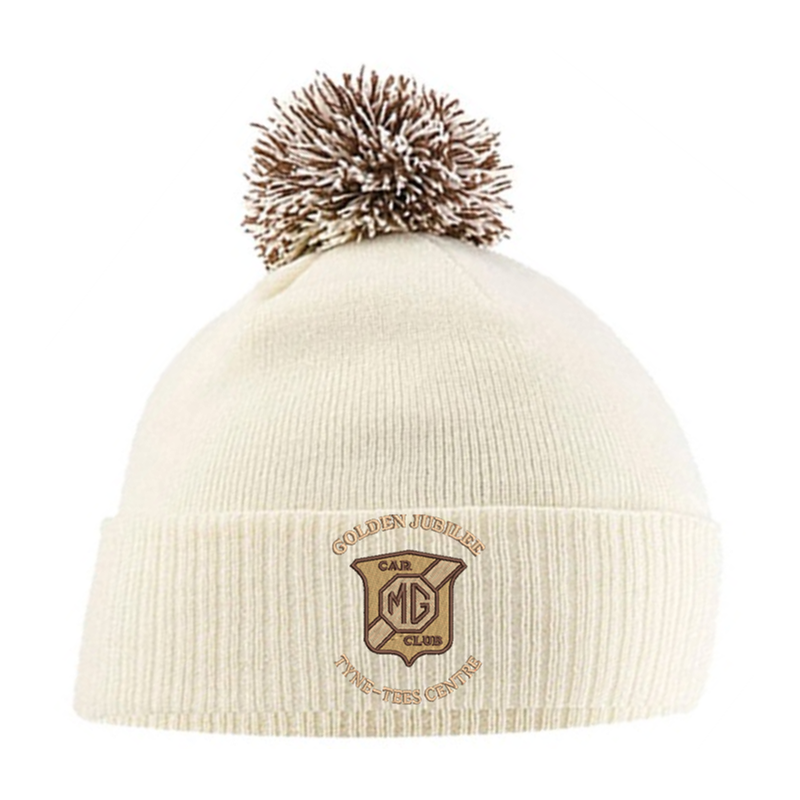 Knitted Pom Pom Beanie with embroidered logo
