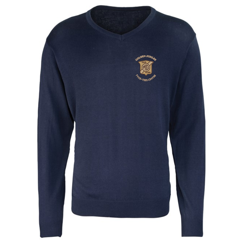 Knitted V neck Jumper, unisex sizing XS - 4XL, embroidered logo to left breast
