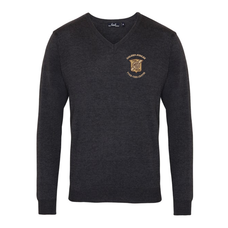Knitted V neck Jumper, unisex sizing XS - 4XL, embroidered logo to left breast