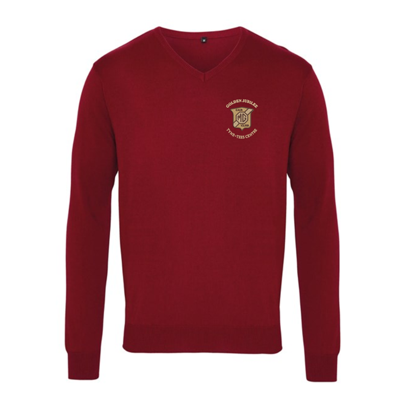 Knitted V neck Jumper, unisex sizing XS - 4XL, embroidered logo to left breast