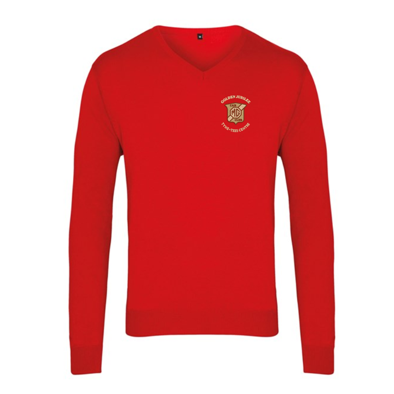 Knitted V neck Jumper, unisex sizing XS - 4XL, embroidered logo to left breast