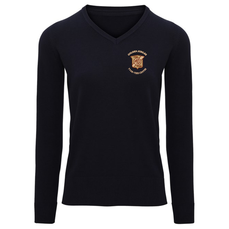Knitted V neck Jumper, unisex sizing XS - 4XL, embroidered logo to left breast