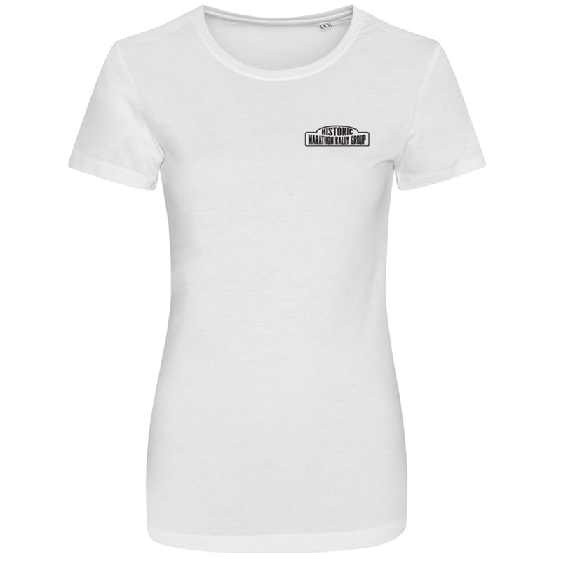 Cotton Crew neck T Shirt, ladies fit, embroidered with logo left breast.