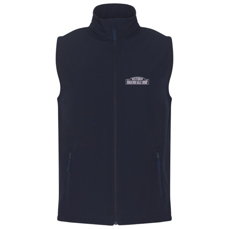 Full Zip Sleeveless Soft Shell Gilet, unisex fit, embroidered with logo to left breast.