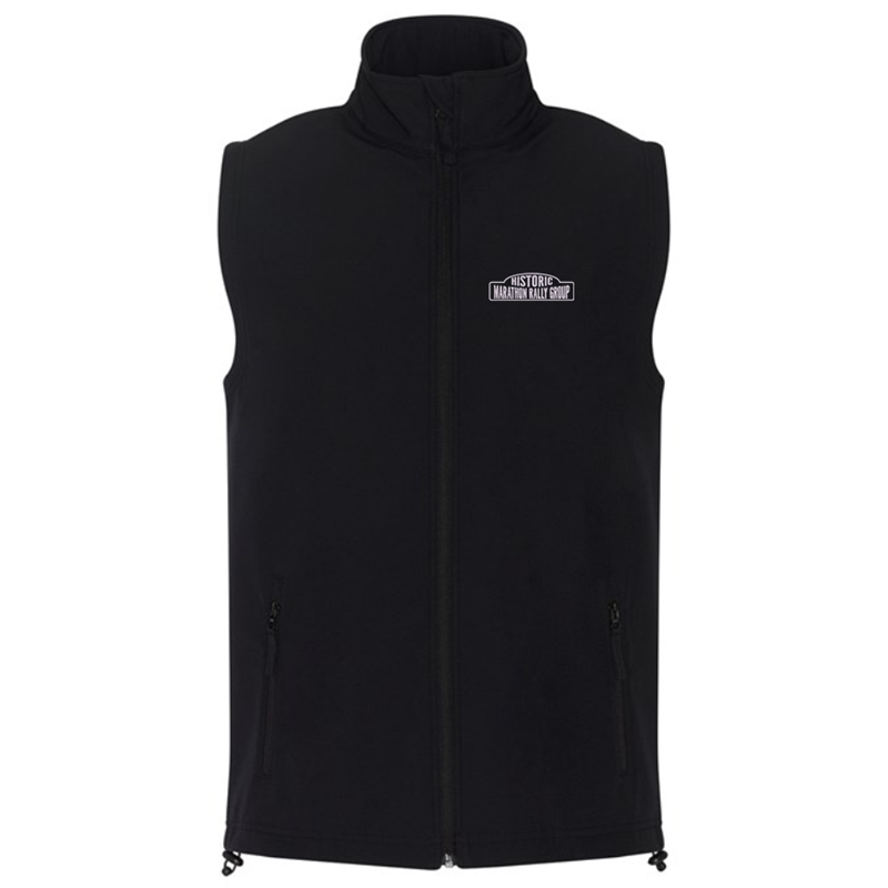 Full Zip Sleeveless Soft Shell Gilet, unisex fit, embroidered with logo to left breast.