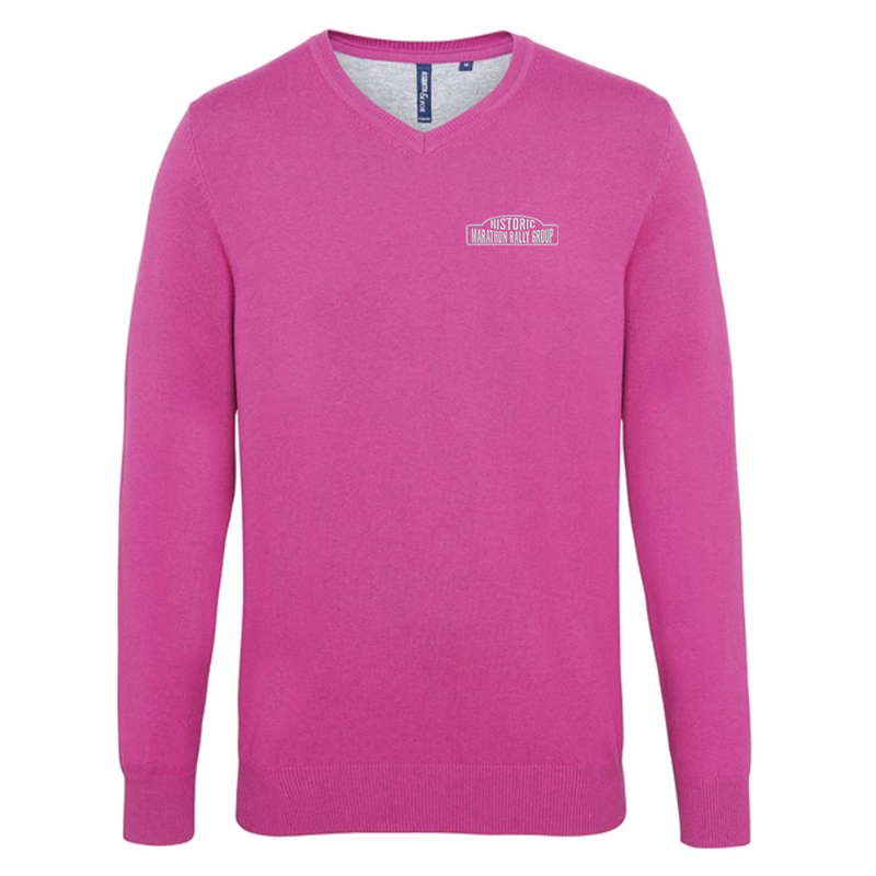 Knitted V Neck Jumper, unisex fit, embroidered with logo to left breast.