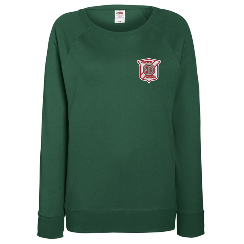 Ladies Lightweight unbrushed (French Terry) Sweatshirt with raglan sleeves, embroideBottle Green logo left breast.