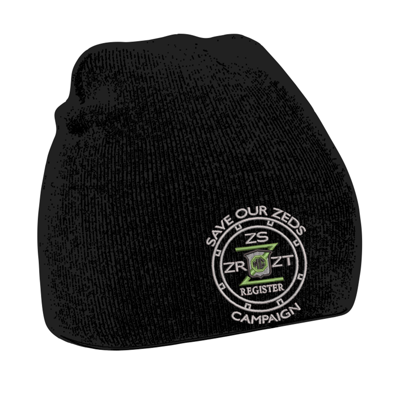 Knitted pull on style beanie hat with embroidered logo.