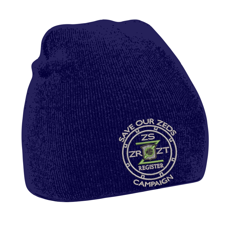 Knitted pull on style beanie hat with embroidered logo.