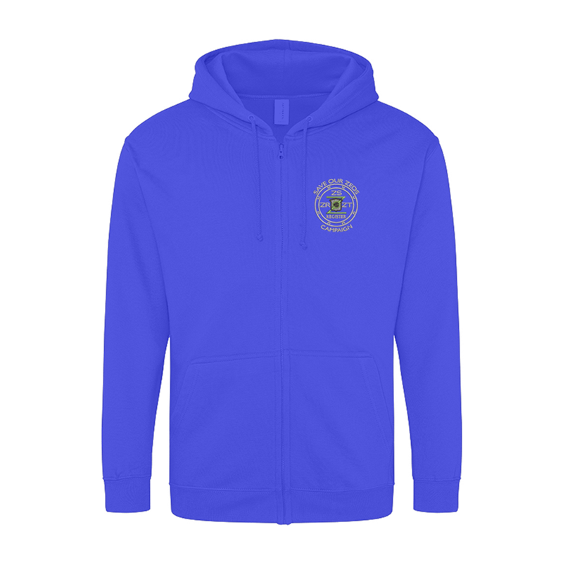 Classic Polyester/Cotton hooded sweatshirt with full zip to front with embroidered logo.