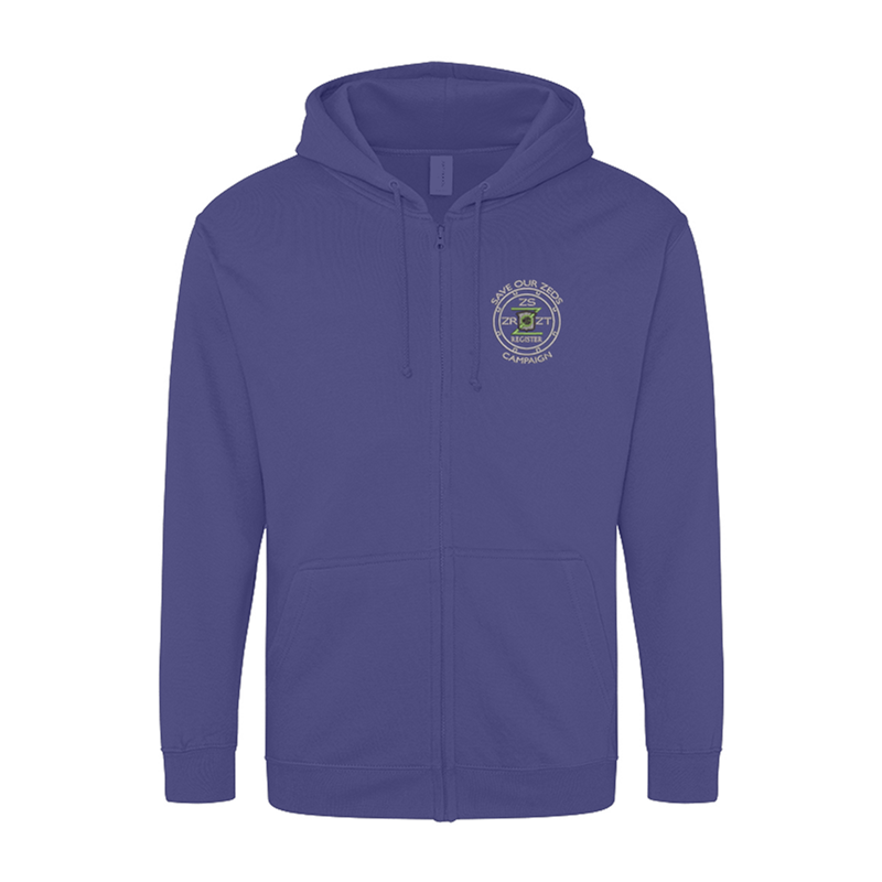 Classic Polyester/Cotton hooded sweatshirt with full zip to front with embroidered logo.