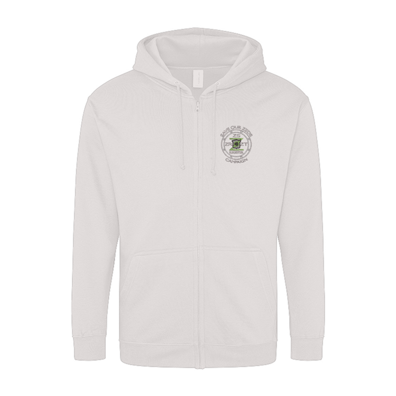 Classic Polyester/Cotton hooded sweatshirt with full zip to front with embroidered logo.