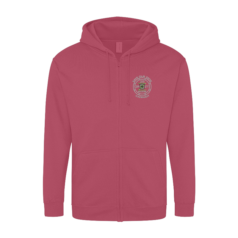 Classic Polyester/Cotton hooded sweatshirt with full zip to front with embroidered logo.