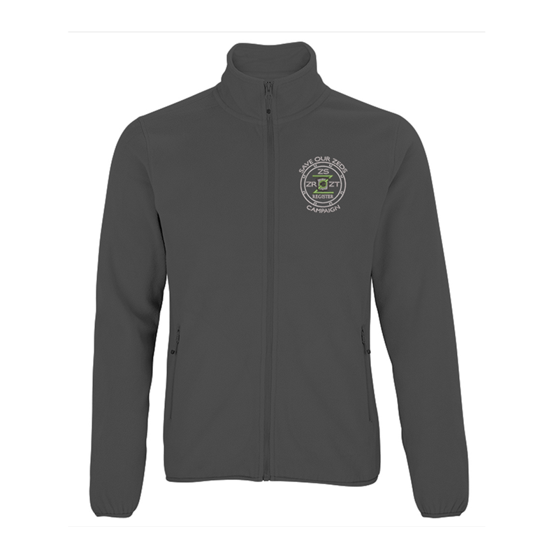 100% Polyester full zip fleece jacket with logo embroidered.
