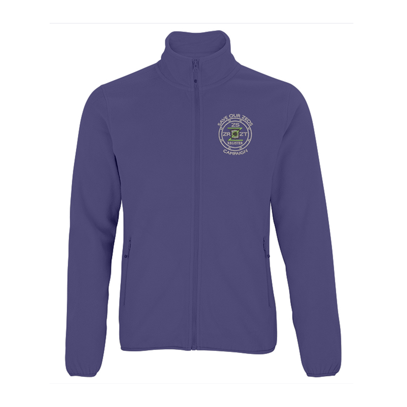 100% Polyester full zip fleece jacket with logo embroidered.